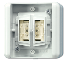 KNX/EIB 2х клавишный выключатель\кнопка, 1 позиционная, для накладного монтажа с BCU  8472.01LEDW  Jung