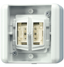 KNX/EIB 2х клавишный выключатель\кнопка, 1 позиционная, для накладного монтажа с BCU  8472.01LEDW  Jung