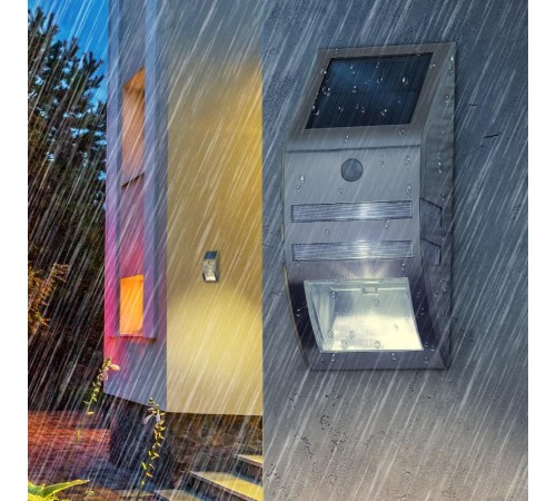 ERFS012-26 Фасадный светильник Хром, на солнечной батарее, 3LED, 50lm  Б0044252  ЭРА