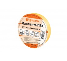 Изолента ПВХ 0,15х19мм Желтая 20м   SQ0526-0002  TDM