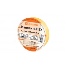 Изолента ПВХ 0,15х19мм Желтая 20м   SQ0526-0002  TDM