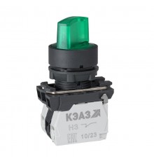 Переключатель КПЕ1110РЛ-220В-зеленый-1но+0нз-ручка-фикс-2поз-индикатор-IP40  354425  КЭАЗ