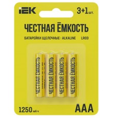 Батарейка щелоч. Alkaline LR03/AAA (4шт/блистер) ПРОМО  ABT-LR03-OP-L04A  IEK