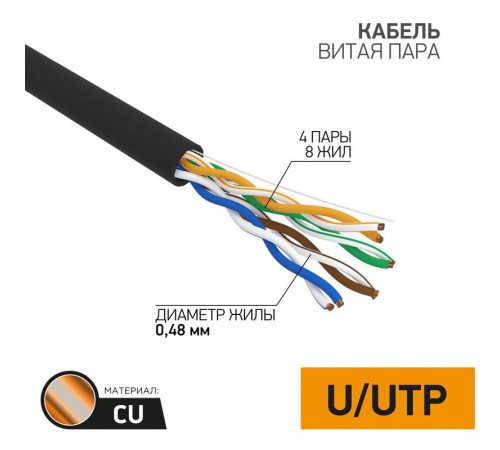 Кабель UTP  4PR  24AWG  CAT5e  305м  OUTDOOR PROCONNECT  01-0054  PROconnect