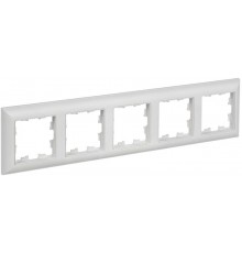 BRITE Рамка 5-местная РУ-5-БрАБ арктический белый/белый   BR-M52-12-K91  IEK