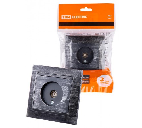 Розетка телевизионная простая (0-2400МГц, "мама") старинное серебро "Лама"  SQ1815-0658  TDM