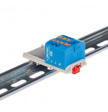 Блок распределительный с верт. адаптером на рейки  15/35мм, зажим push-in, 1 ввод 6 кв.мм, 6  подкл. 2,5 кв.мм, синий  DTP1-106-104SPUB-V  DKC