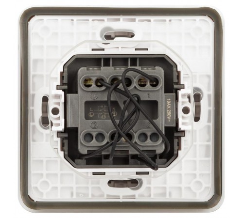 Выключатель 2-клавишный с подсветкой ЭРА Эксперт 11-1525-01 IP55, 10АХ-250В, СУ, Белый  Б0063304  ЭРА