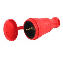 R8-RED-IP44 ЭРА Разъём каучуковый c/з прямой 16A IP44 красный  Б0044548  ЭРА