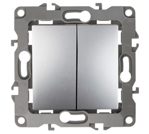 Переключатель двойной 12-1106-03 10АХ-250В,  алюминий  Б0014665  ЭРА