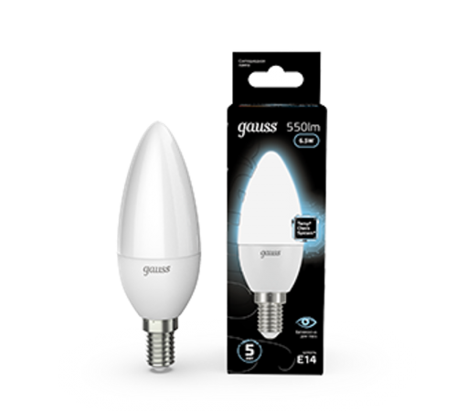 Лампа светодиодная LED 6,5Вт E14 220В 4100К свеча  103101207  Gauss