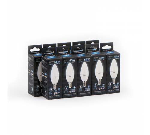 Лампа светодиодная LED 6,5Вт E14 220В 4100К свеча  103101207  Gauss