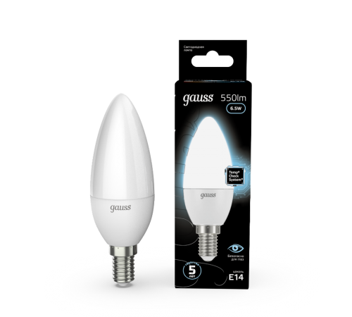 Лампа светодиодная LED 6,5Вт E14 220В 4100К свеча  103101207  Gauss