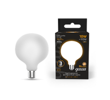 Лампа светодиодная Filament G125 10W 1070lm 3000К Е27 milky LED 1/20  187202110  Gauss