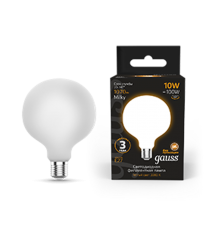 Лампа светодиодная Filament G125 10W 1070lm 3000К Е27 milky LED 1/20  187202110  Gauss