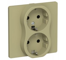 FLITE Розетка 2-ая с заземлением без шторок 16А РС12-0-К-ФлО оливковый  FI-R21C-16-K26  IEK