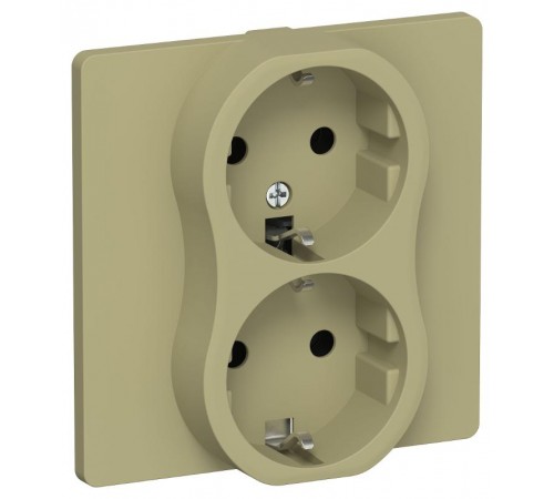 FLITE Розетка 2-ая с заземлением без шторок 16А РС12-0-К-ФлО оливковый  FI-R21C-16-K26  IEK