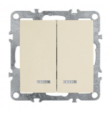 PSW10-9102-02 Выключатель 2-клавишный с индикат. (механизм), 250В, 10А, серия Эрна, слоновая кость  39321  STEKKER