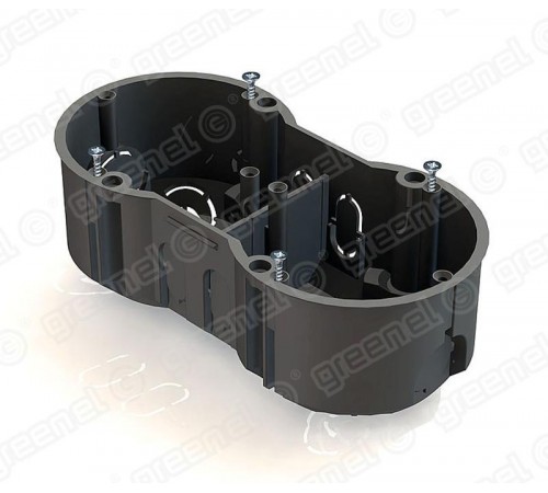 Коробка установочная 2-местная 141х70х45 для с/п в кирпичных стенах (с саморезами)  GE40007  GREENEL