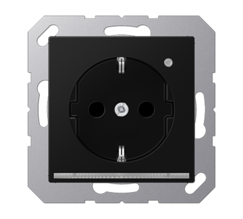 SCHUKO-розетка с ориентационной светодиодной подсветкой, со встроенным датчиком освещённости, с дополнительной защитой; черный матовый; A500  A1520-O