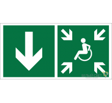 Знак безопасности BL-3517.E79"Указ. двери пункта сбора(безоп.зоны)МГН(лев.)"  a20075  Белый свет