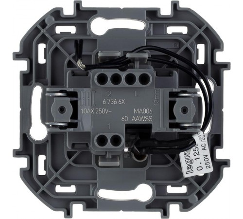 Inspiria Антрацит Переключатель проходной 1-клавишный с подсветкой С/У без рамки  673663  Legrand