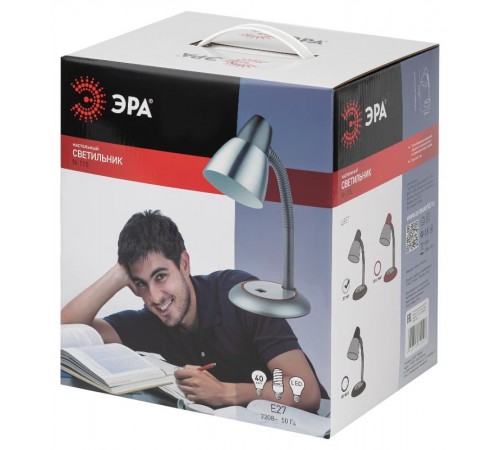 Светильник настольный на основании N-115 40Вт ЛН/КЛЛ Е27 серый  C0044885  ЭРА