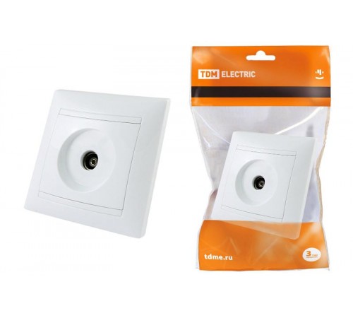 Розетка телевизионная простая (0-2400МГц, "мама") белая "Лама"   SQ1815-0017  TDM