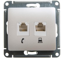 Glossa Перламутр Розетка 2-ая RJ11+RJ45, кат.5E  GSL000685  SE