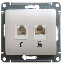 Glossa Перламутр Розетка 2-ая RJ11+RJ45, кат.5E  GSL000685  SE