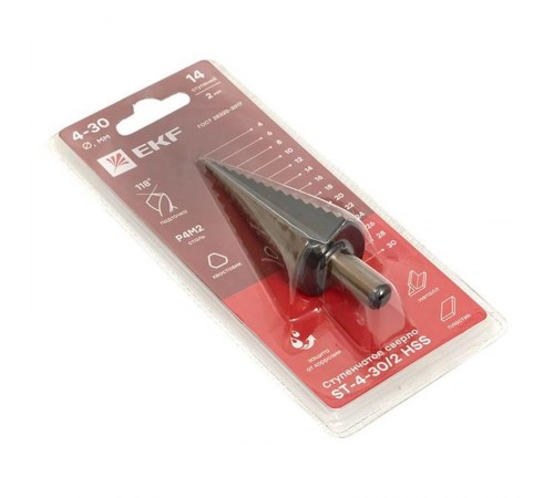 Ступенчатое сверло ST-4-30/2 HSS (14 ступ.)  ST-4-30/2  EKF