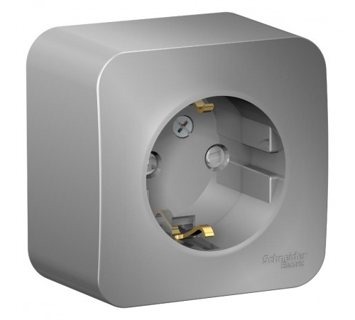 Blanca Алюминий О/У Розетка с заземлением со шторками, 16А, 250В  BLNRA011103  SE