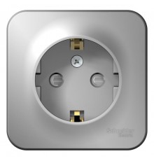 Blanca Алюминий О/У Розетка с заземлением со шторками, 16А, 250В  BLNRA011103  SE