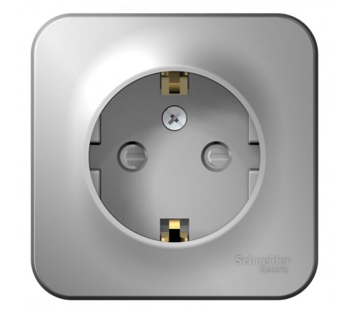 Blanca Алюминий О/У Розетка с заземлением со шторками, 16А, 250В  BLNRA011103  SE