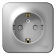 Blanca Алюминий О/У Розетка с заземлением со шторками, 16А, 250В  BLNRA011103  SE