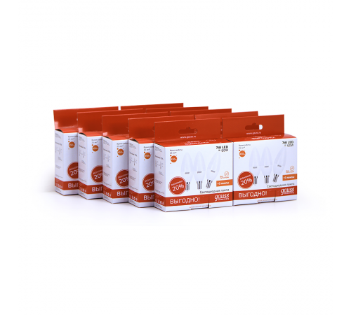 Лампа светодиодная LED 7Вт E14 220В 2700К Elementary свеча (3 лампы в упаковке)  33117T  Gauss