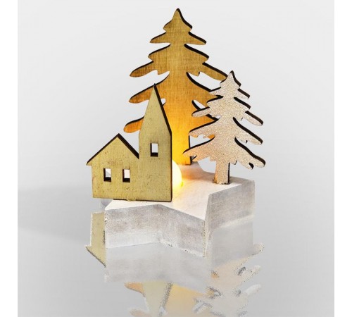 Деревянная фигурка с подсветкой "Домик в лесу" 9*8*10 см  504-043  NEON-NIGHT