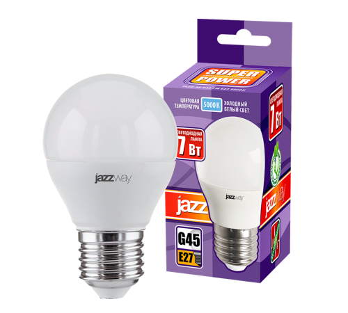 Лампа светодиодная LED 7Вт E14 220В 5000К PLED- SP G45 шар  1027870-2  Jazzway