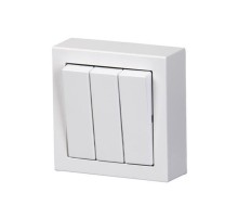 Выключатель трехклавишный, накладного монтажа, Impressivo, белый  10631A-84   2TKA00001849  ABB