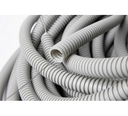 Труба ПВХ гибкая гофрированная, легкая с протяжкой, 16 мм, RAL7035 ( GTL16 )   6835818  OBO Bettermann