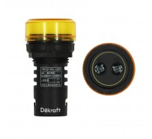 Лампа комм. ADDS 22 мм Цвет:ЖЕЛТЫЙ LED 220В ЛK-22   25004DEK  DEKraft