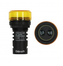 Лампа комм. ADDS 22 мм Цвет:ЖЕЛТЫЙ LED 220В ЛK-22   25004DEK  DEKraft
