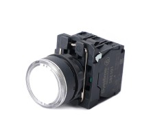 Кнопка SB5 с подсвет в сборе модуль 22мм белая пластик 230-240ВAC 1НО+1НЗ  SB5AW31M5  SE