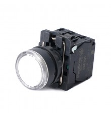 Кнопка SB5 с подсветкой в сборе модульная 22мм белая пластик 24ВDC 1НО+1НЗ  SB5AW31B5  SE