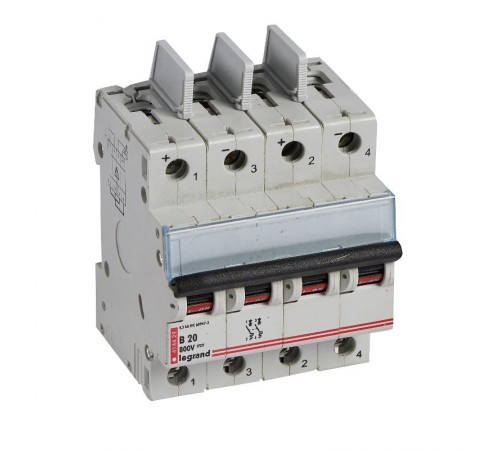Выключатель автоматический двухполюсный DX3 DC 20А B 4,5кА (4 мод)  414429  Legrand
