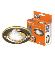 Светильник точечный встраиваемый под лампу поворотный СВ 02-04 MR16 50Вт G5.3 чёрный/золото  SQ0359-0012  TDM