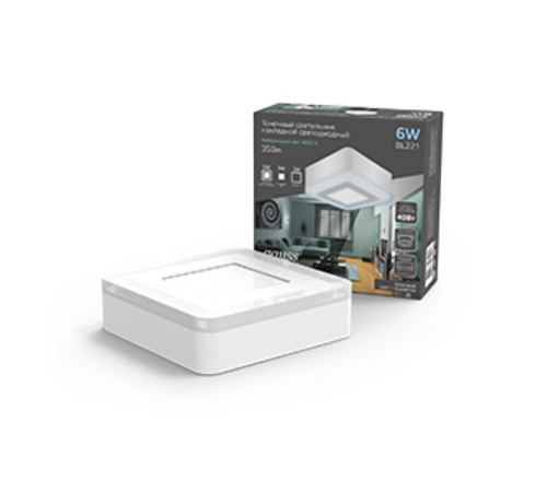 Светильник светодиодный Backlight накладной BL221 Квадрат. Акрил, 3+3W, 4000K, 105*105,  BL221  Gauss