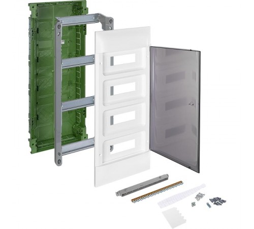 Practibox S Пластиковый щиток Встраиваемый (в полые стены) 4X12 Дымчатая дверь  135574  Legrand