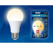 Лампа светодиодная LED-A60-10W/WW/E27/FR/MB PLM11WH LED. "А", матовая. Серия Multibright. 3000K 100-50-10 .  UL-00002371  Uniel