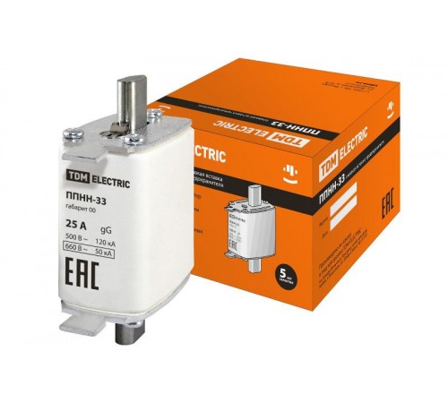 Предохранитель ППНН-33 габ.00,  25А   SQ0713-0002  TDM